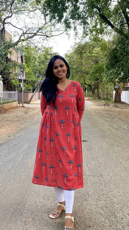  Tree Printed A-Line Kurti